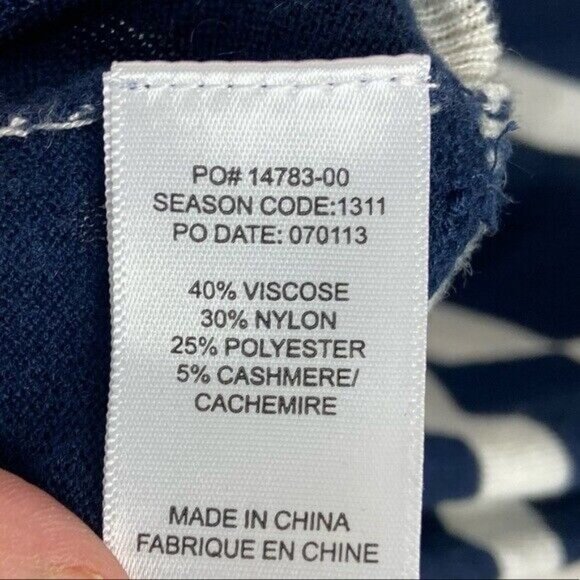 Splendid Cashmere Blend Blue White Striped Pullover Sweater Size Small SE5628X2 - Picture 7 of 11